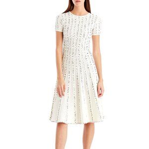 Jason Wu Crewneck Short Sleeve Printed White A-line Midi Dress Sz Medium